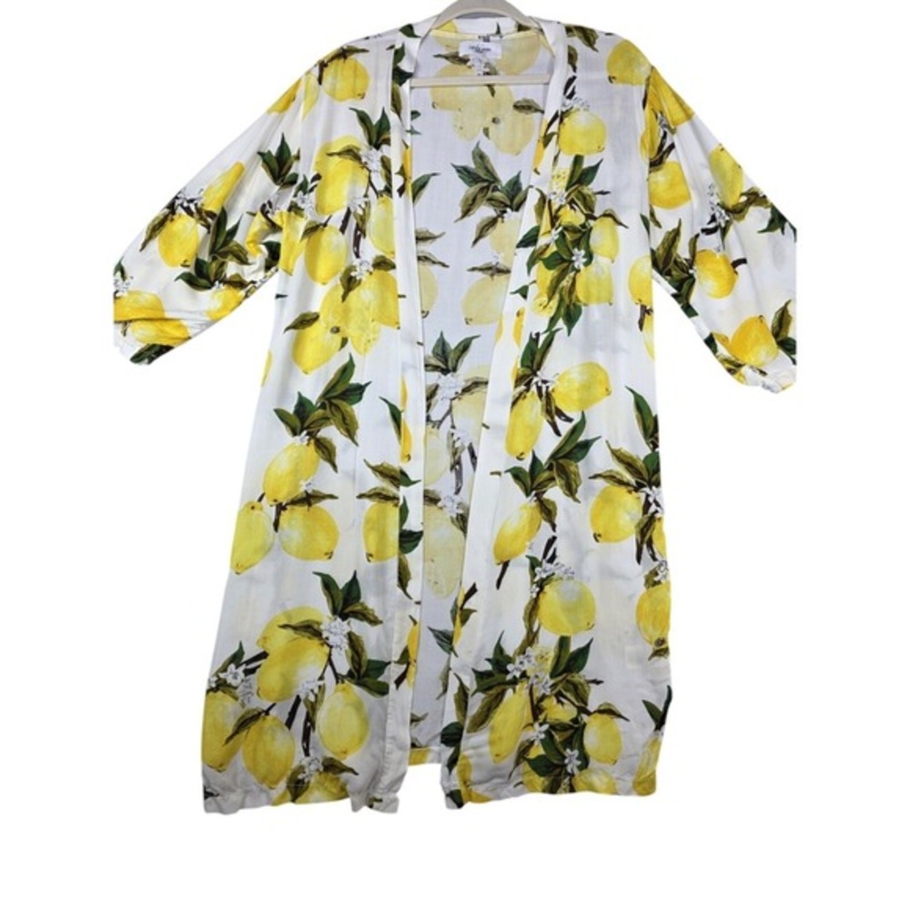 Carly Jean‎ Los Angeles Lemon Print Citrus Resort Kimono One Size Floral Beach